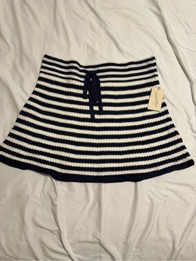 Universal Thread Navy and White Striped Knit A-Line Skirt